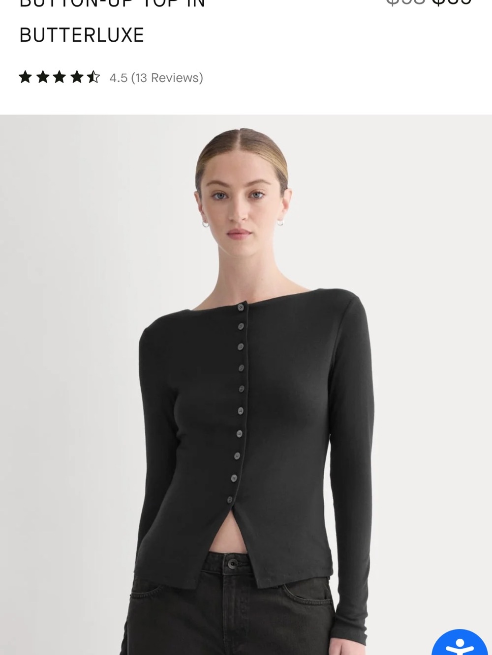 Everlane Black Long-Sleeve Button-Front Top